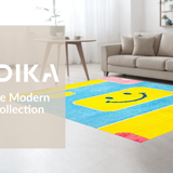 Ultra Soft Area Rug, Non Slip, Stain Resistant, Washable Area Rugs for Living Room, Bedroom, Charming Happy Face Interactive Design(Blue)