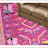 Ultra Soft Area Rug, Non Slip, Stain Resistant, Washable Area Rugs for Living Room, Bedroom, Chic Vivid Western Graphic Motif(Pink)