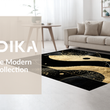 Ultra Soft Area Rug, Non Slip, Stain Resistant, Washable Area Rugs for Living Room, Bedroom, Sophisticated Modern Art Inspired Style(Gold)