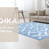 Ultra Soft Area Rug, Non Slip, Stain Resistant, Washable Area Rugs for Living Room, Bedroom, Elegant Scalloped Bow Rug With Preppy Aesthetic For Chic Home Decor(Blue)
