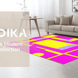 Ultra Soft Area Rug, Non Slip, Stain Resistant, Washable Area Rugs for Living Room, Bedroom, Eclectic Color Burst Geometric Style(Pink)