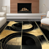 Ultra Soft Area Rug, Non Slip, Stain Resistant, Washable Area Rugs for Living Room, Bedroom, Vivid Abstract Expressionist Palette(Gold)