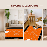 Ultra Soft Area Rug, Non Slip, Stain Resistant, Washable Area Rugs for Living Room, Bedroom, Lively Graphic Sports Circle(Orange)