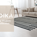 Ultra Soft Area Rug, Non Slip, Stain Resistant, Washable Area Rugs for Living Room, Bedroom, Trendy Striped Indoor Outdoor Doormat Rug for Modern Farmhouse Aesthetics(Black)