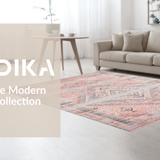 Ultra Soft Area Rug, Non Slip, Stain Resistant, Washable Area Rugs for Living Room, Bedroom, Stylish Vintage-inspired Lattice Theme(Pink)