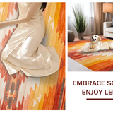 Ultra Soft Area Rug, Non Slip, Stain Resistant, Washable Area Rugs for Living Room, Bedroom, Unique Modern Distressed Aesthetic(Orange)