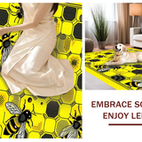 Ultra Soft Area Rug, Non Slip, Stain Resistant, Washable Area Rugs for Living Room, Bedroom, Elegant Floral Hexagonal Arrangement(Yellow)