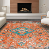 Ultra Soft Area Rug, Non Slip, Stain Resistant, Washable Area Rugs for Living Room, Bedroom, Stylish Teal and Orange Palette(Orange)