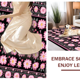 Ultra Soft Area Rug, Non Slip, Stain Resistant, Washable Area Rugs for Living Room, Bedroom, Artistic Criss-Cross Floral Layout(Pink)