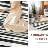 Ultra Soft Area Rug, Non Slip, Stain Resistant, Washable Area Rugs for Living Room, Bedroom, Classic Striped Harmony Rug Featuring Graphic Bands and Crisp Edge Detailing(Black)