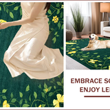 Ultra Soft Area Rug, Non Slip, Stain Resistant, Washable Area Rugs for Living Room, Bedroom, Whimsical Floral Butterfly Motif(Green)