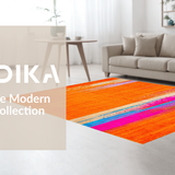 Ultra Soft Area Rug, Non Slip, Stain Resistant, Washable Area Rugs for Living Room, Bedroom, Vibrant Abstract Splash Art(Orange)
