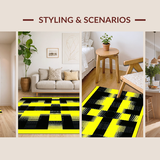 Ultra Soft Area Rug, Non Slip, Stain Resistant, Washable Area Rugs for Living Room, Bedroom, Retro Monochrome Music Motif(Yellow)