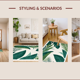 Ultra Soft Area Rug, Non Slip, Stain Resistant, Washable Area Rugs for Living Room, Bedroom, Vibrant Tropical Living Room Rug Washable Accent Piece(Green)