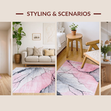 Ultra Soft Area Rug, Non Slip, Stain Resistant, Washable Area Rugs for Living Room, Bedroom, Chic Gray and Pink Geometric Aesthetic(Pink)