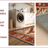 Ultra Soft Area Rug, Non Slip, Stain Resistant, Washable Area Rugs for Living Room, Bedroom, Cultural Heritage Abstract Patterns(Red)