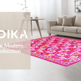 Ultra Soft Area Rug, Non Slip, Stain Resistant, Washable Area Rugs for Living Room, Bedroom, Bright Cheerful Floral Landscape(Pink)