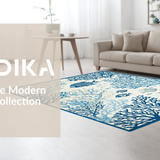 Ultra Soft Area Rug, Non Slip, Stain Resistant, Washable Area Rugs for Living Room, Bedroom, Serene Light Blue Nautical Print(Blue)