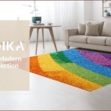 Ultra Soft Area Rug, Non Slip, Stain Resistant, Washable Area Rugs for Living Room, Bedroom, Fluffy Rainbow Unicorn Shaggy(Red)