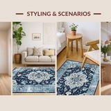 Elegant Medallion Distressed Aesthetic(Blue)