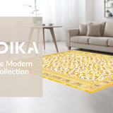 Ultra Soft Area Rug, Non Slip, Stain Resistant, Washable Area Rugs for Living Room, Bedroom, Intricate Floral Mosaic Design(Yellow)