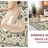 Ultra Soft Area Rug, Non Slip, Stain Resistant, Washable Area Rugs for Living Room, Bedroom, Dynamic Greenery Patterned Accent(Beige)