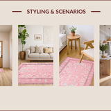 Ultra Soft Area Rug, Non Slip, Stain Resistant, Washable Area Rugs for Living Room, Bedroom, Delicate Feminine Whimsical Touch(Pink)