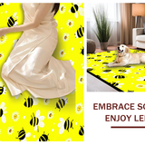 Ultra Soft Area Rug, Non Slip, Stain Resistant, Washable Area Rugs for Living Room, Bedroom, Playful Circular Bee Motif(Yellow)