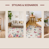 Ultra Soft Area Rug, Non Slip, Stain Resistant, Washable Area Rugs for Living Room, Bedroom, Rustic Nature-Inspired Butterfly Design(Ivory)
