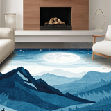 Charming Mountain Landscape Motif(Blue)
