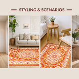 Ultra Soft Area Rug, Non Slip, Stain Resistant, Washable Area Rugs for Living Room, Bedroom, Vibrant Circle Mandala Aesthetic(Gold)