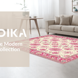 Ultra Soft Area Rug, Non Slip, Stain Resistant, Washable Area Rugs for Living Room, Bedroom, Serene Minimalist Circular Artwork(Ivory)