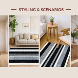 Ultra Soft Area Rug, Non Slip, Stain Resistant, Washable Area Rugs for Living Room, Bedroom, Rustic Fuzzy Trellis Design(Black)