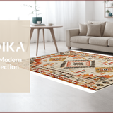 Ultra Soft Area Rug, Non Slip, Stain Resistant, Washable Area Rugs for Living Room, Bedroom, Rustic Earthy Tribal Design(Beige)