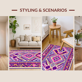 Ultra Soft Area Rug, Non Slip, Stain Resistant, Washable Area Rugs for Living Room, Bedroom, Contemporary Southwestern Patterned Craft(Purple)