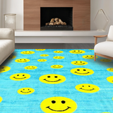 Ultra Soft Area Rug, Non Slip, Stain Resistant, Washable Area Rugs for Living Room, Bedroom, Vibrant Educational Whimsical Design(Blue)