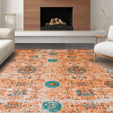 Ultra Soft Area Rug, Non Slip, Stain Resistant, Washable Area Rugs for Living Room, Bedroom, Warm Toned Abstract Pattern(Orange)