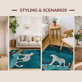 Ultra Soft Area Rug, Non Slip, Stain Resistant, Washable Area Rugs for Living Room, Bedroom, Chic Modern Animal Graphic Style(Blue)