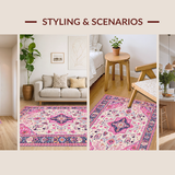 Ultra Soft Area Rug, Non Slip, Stain Resistant, Washable Area Rugs for Living Room, Bedroom, Whimsical Colorful Lattice Style(Pink)