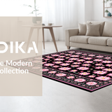 Ultra Soft Area Rug, Non Slip, Stain Resistant, Washable Area Rugs for Living Room, Bedroom, Artistic Criss-Cross Floral Layout(Pink)