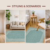 Ultra Soft Area Rug, Non Slip, Stain Resistant, Washable Area Rugs for Living Room, Bedroom, Scalloped Bowknot Bath Rug: Preppy Pastel Area Rug(Blue)