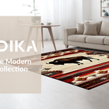 Ultra Soft Area Rug, Non Slip, Stain Resistant, Washable Area Rugs for Living Room, Bedroom, Elegant Cabin-Inspired Pattern(Red)