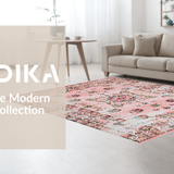 Ultra Soft Area Rug, Non Slip, Stain Resistant, Washable Area Rugs for Living Room, Bedroom, Ethereal Floral Minimalist Vibe(Pink)