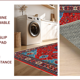 Ultra Soft Area Rug, Non Slip, Stain Resistant, Washable Area Rugs for Living Room, Bedroom, Intricate Neutral Office Space Area Rug(Red)