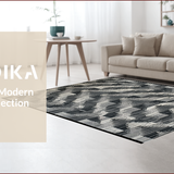 Ultra Soft Area Rug, Non Slip, Stain Resistant, Washable Area Rugs for Living Room, Bedroom, Sleek Angular Patterned Aesthetic(Black)
