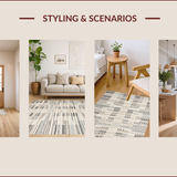 Ultra Soft Area Rug, Non Slip, Stain Resistant, Washable Area Rugs for Living Room, Bedroom, Elegant Neutral Tiled Arrangement(Gray)