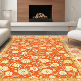 Ultra Soft Area Rug, Non Slip, Stain Resistant, Washable Area Rugs for Living Room, Bedroom, Whimsical Yellow Flower Aesthetic(Orange)