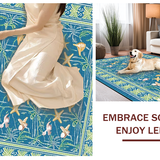 Ultra Soft Area Rug, Non Slip, Stain Resistant, Washable Area Rugs for Living Room, Bedroom, Coastal Blue Coral Motif(Blue)