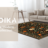 Ultra Soft Area Rug, Non Slip, Stain Resistant, Washable Area Rugs for Living Room, Bedroom, Whimsical Butterfly and Flower Theme(Black)