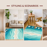 Ultra Soft Area Rug, Non Slip, Stain Resistant, Washable Area Rugs for Living Room, Bedroom, Whimsical Nautical Plush Comfort(Blue)